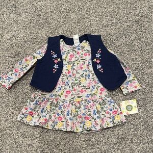 Little Me Floral Dress with Navy Accents